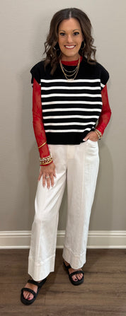 Black & White Striped Oversized Sweater Vest