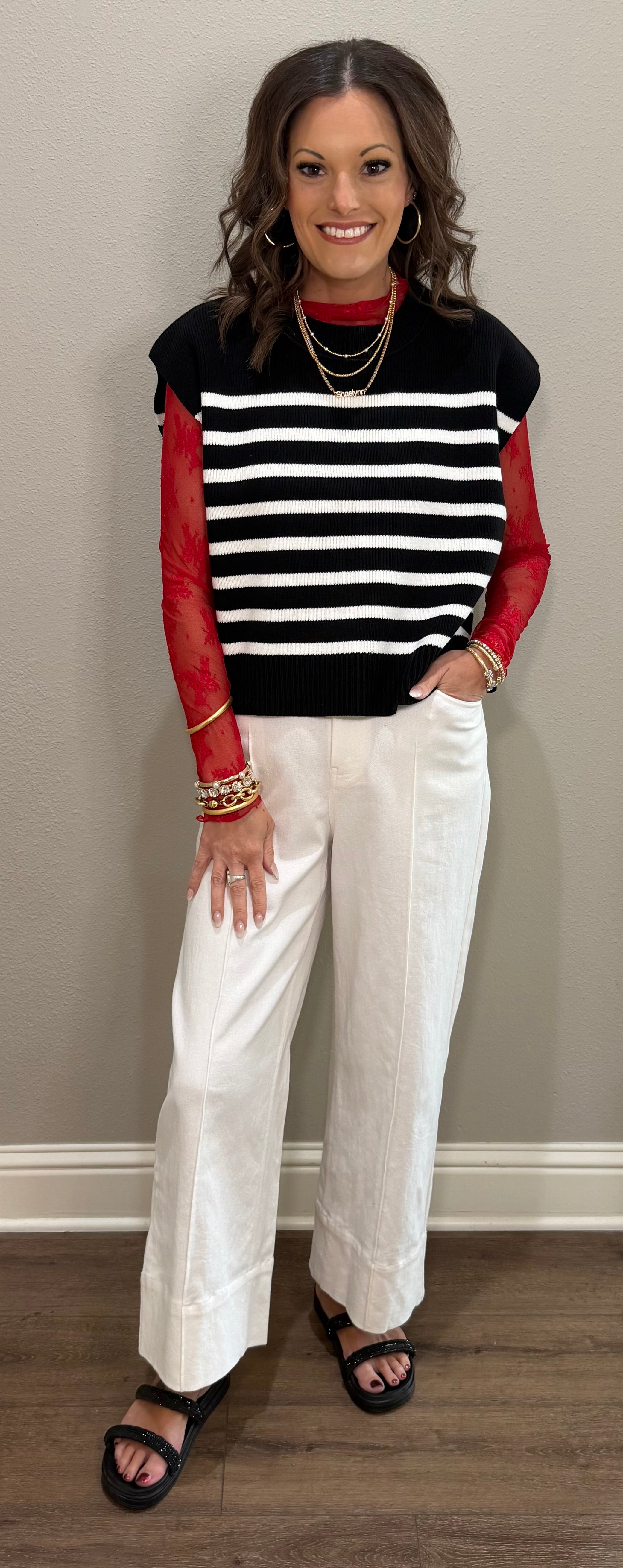 Black & White Striped Oversized Sweater Vest