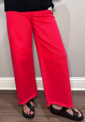 Red Risen Tummy Control Wide Leg Crop Jeans