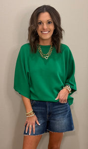 3/4 Sleeve Scuba Top - 2 COLORS