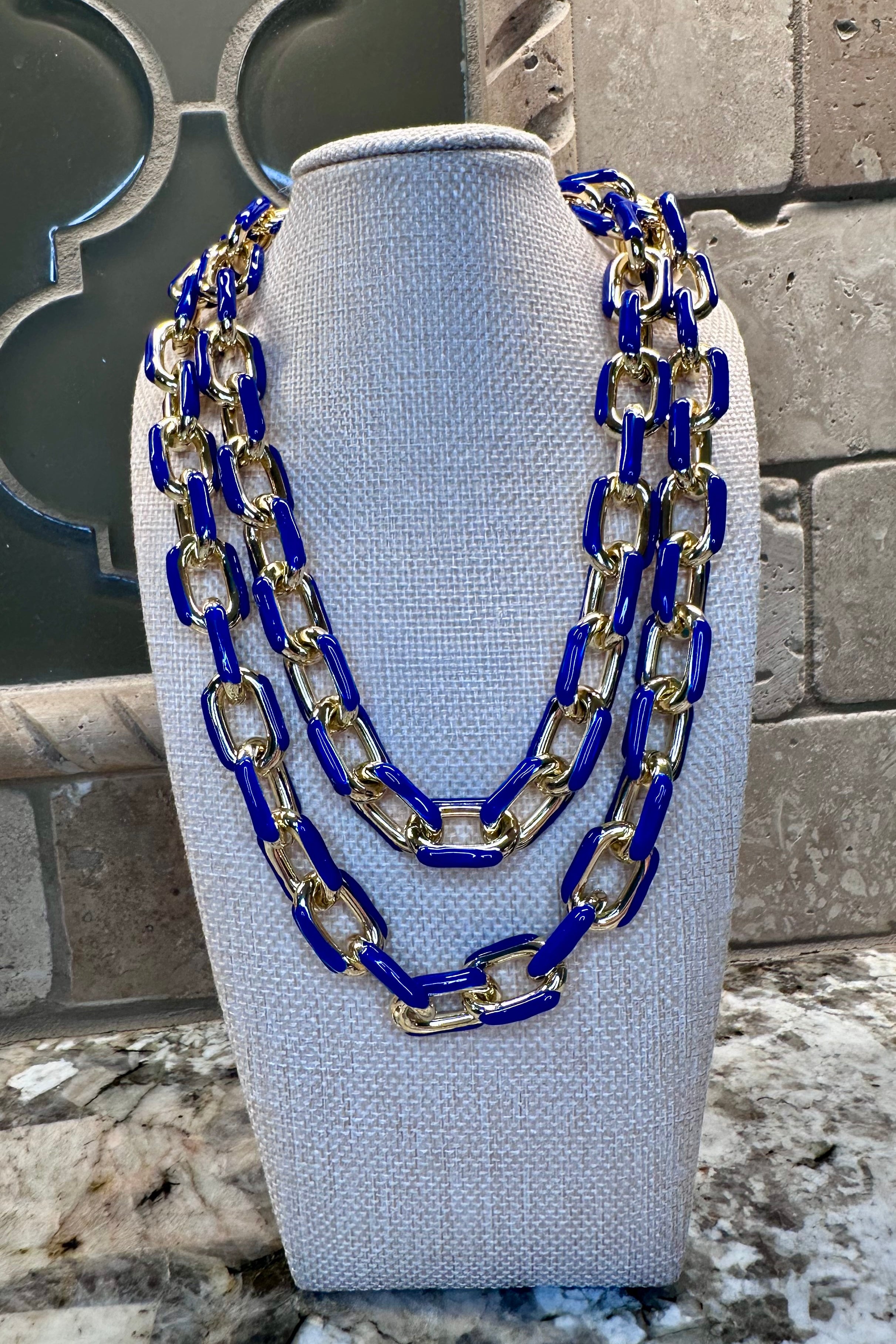 Double Chain Enamel Necklace