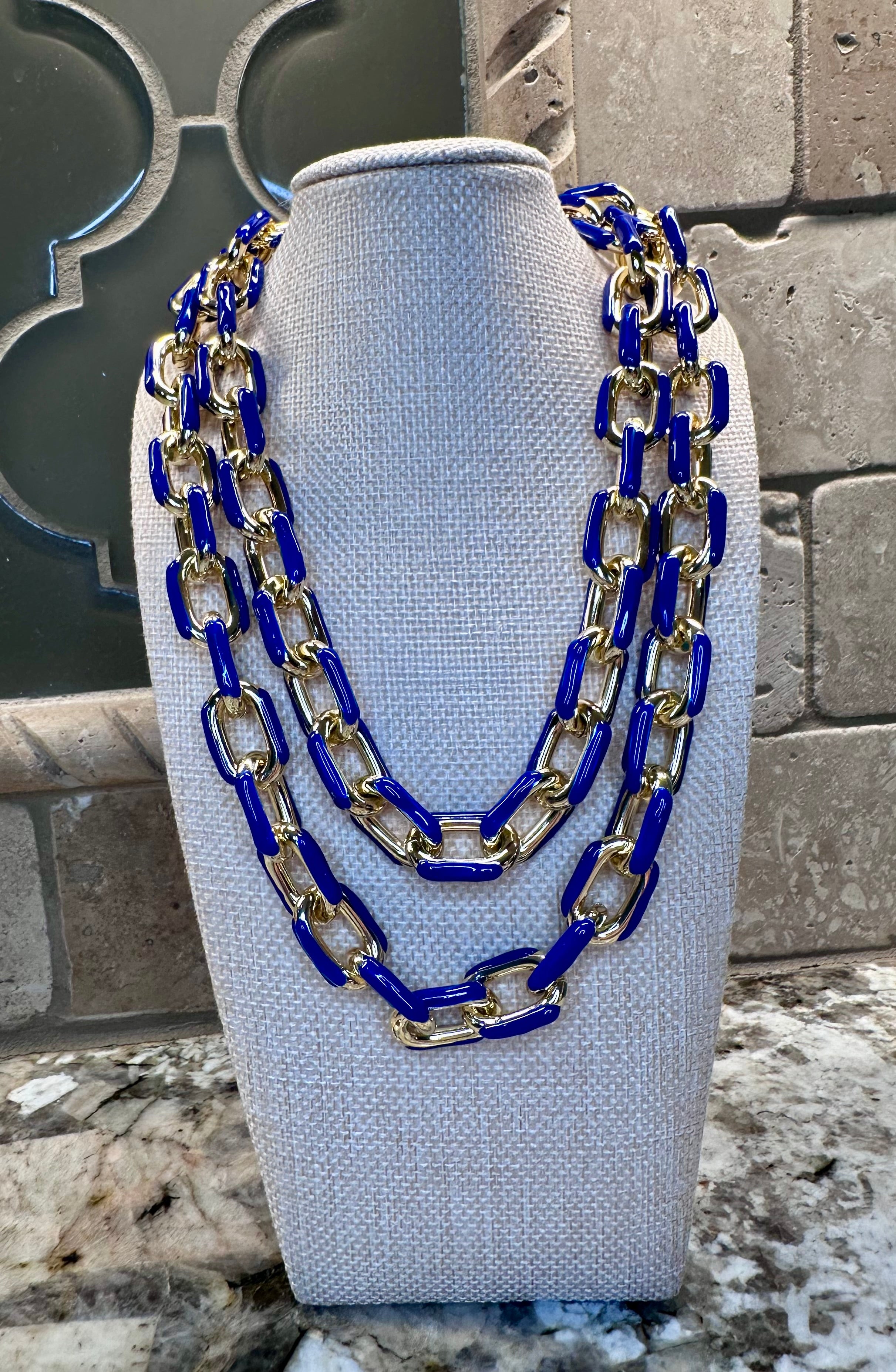 Double Chain Enamel Necklace