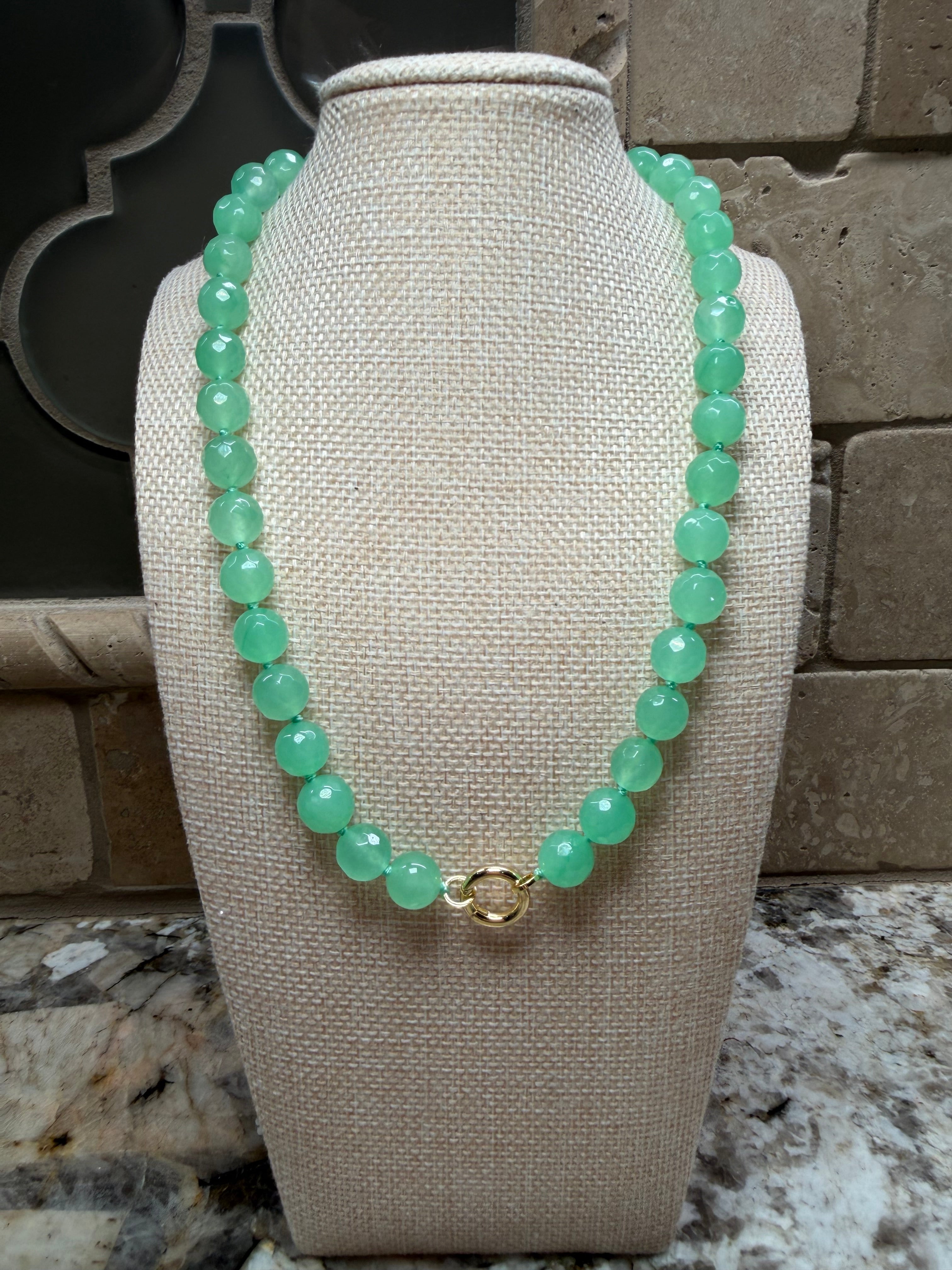 Round Gem Beaded Necklaces - 4 COLORS