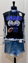 Blue & White Star Mesh Top
