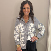 Floral Embroidery Patch Shirt