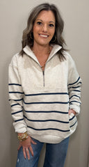 Navy Striped Half Zip Pullover