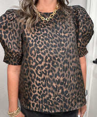 Leopard Puff Sleeve Top