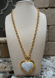 White Stone Heart Charm