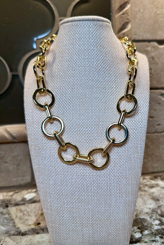 Circle Gold Chain Necklace - 3 Lengths - STYLE 9