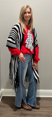 Tanya Black & White Striped Kimono