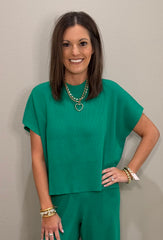 Bright Green Ribbed Viscose Lounge Set