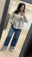 Heather Grey Washed Terry Babydoll Top