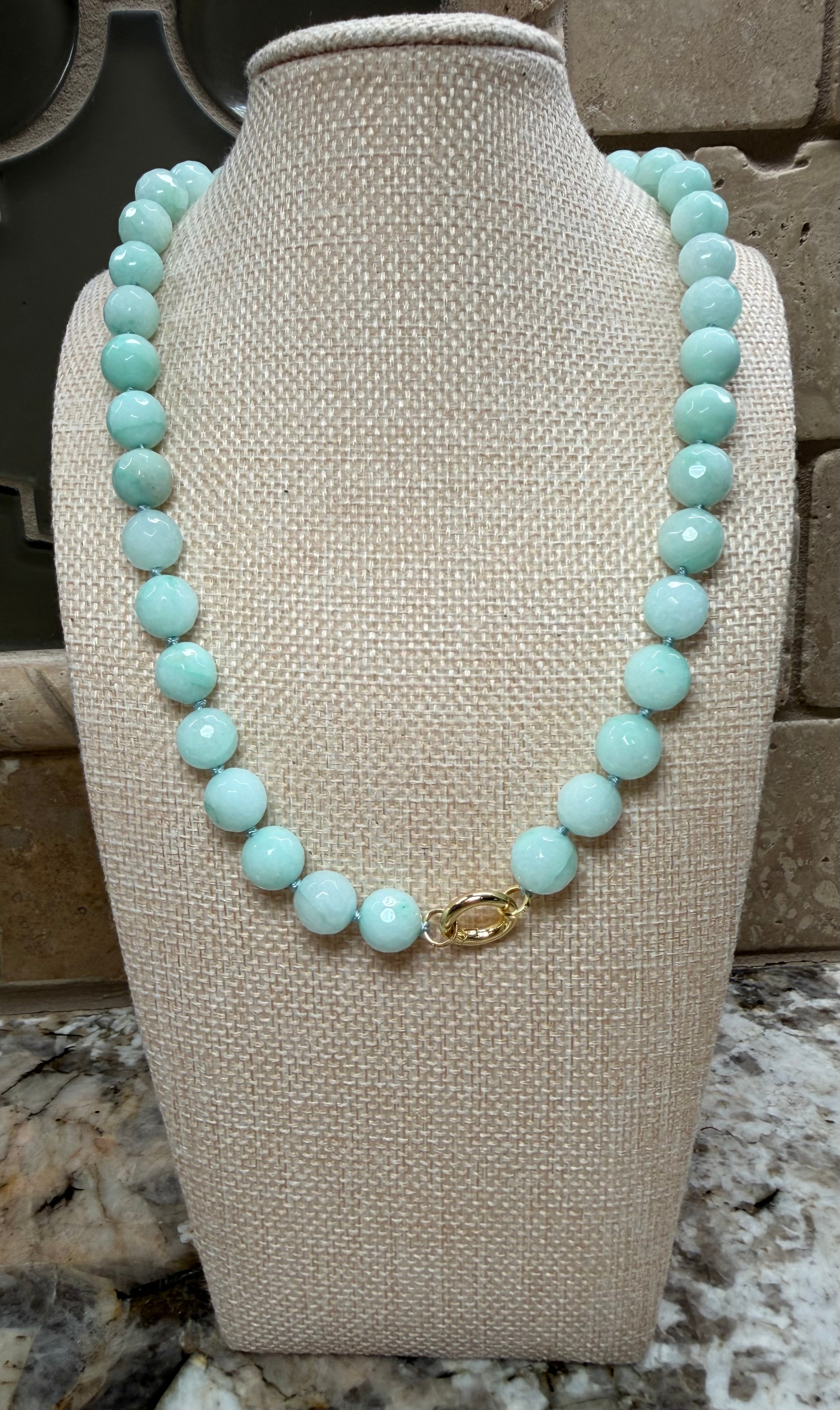 Round Gem Beaded Necklaces - 4 COLORS