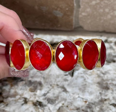 Red Stone Cuff Bracelet