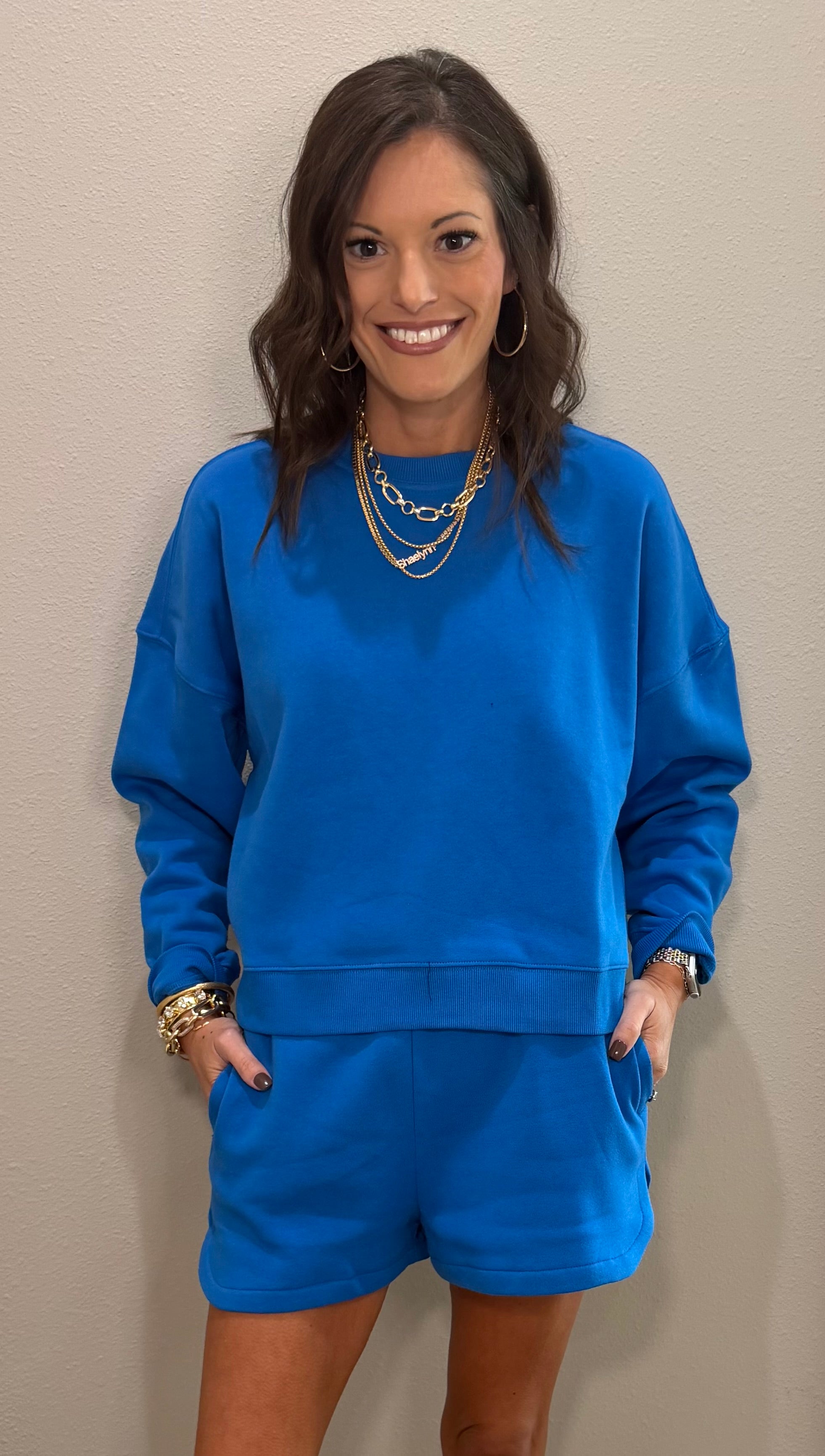 Fleece Long Sleeve Sweatshirt/Short Set