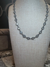 Dark Silver Crystal Necklace - Magnetic Closure