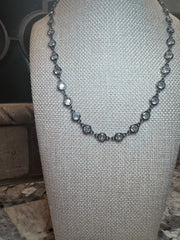 Dark Silver Crystal Necklace - Magnetic Closure