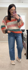 Striped Color Block Chunky Knit Sweater