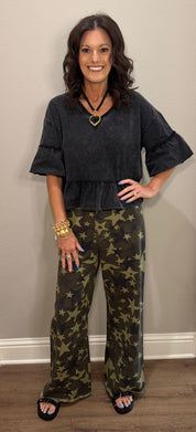 Camo Wide Leg Trouser with All Over Stars