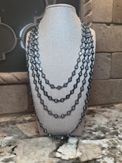 Dark Silver Crystal Necklace - Magnetic Closure