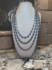 Dark Silver Crystal Necklace - Magnetic Closure