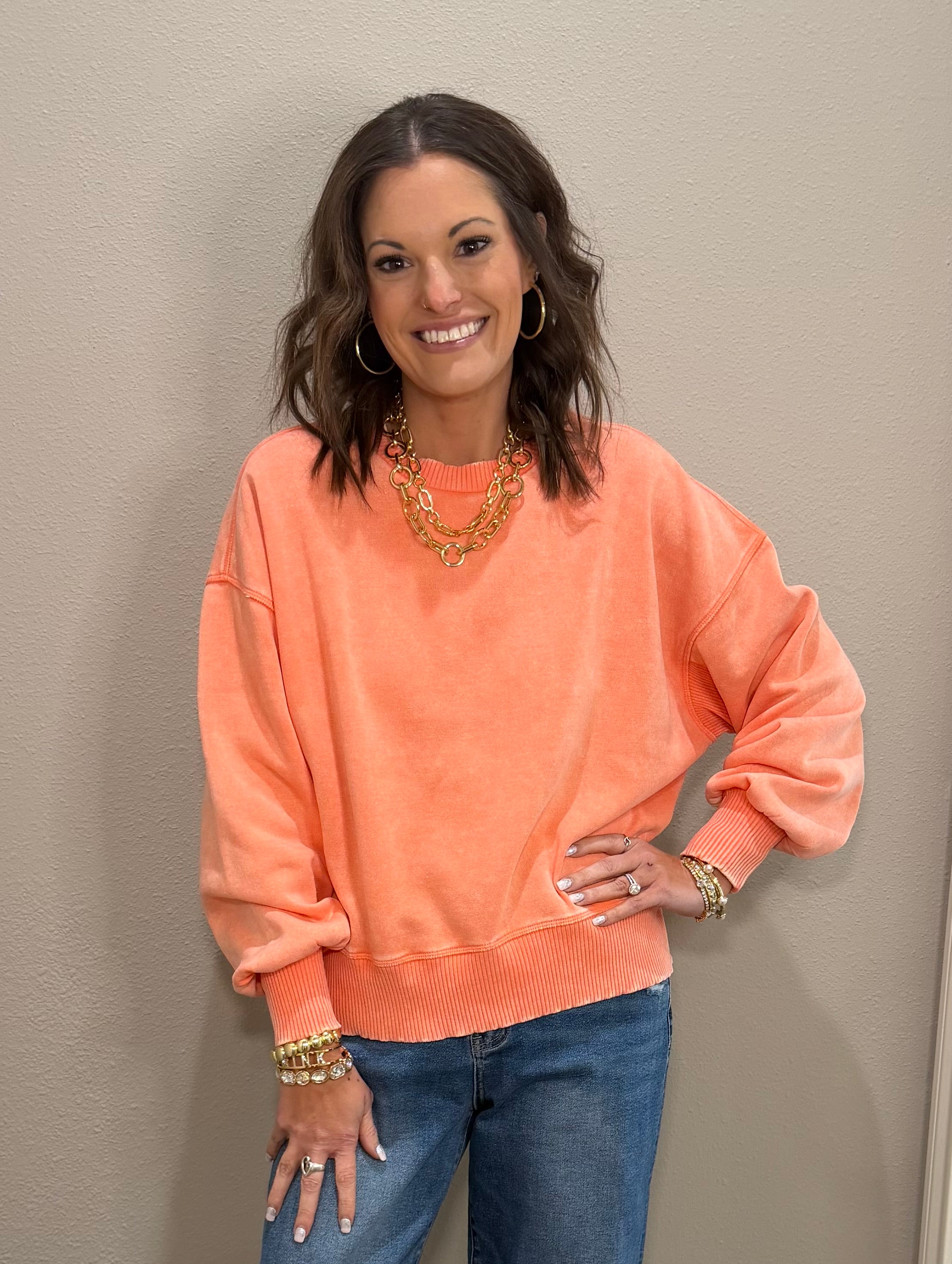 Acid Washed Fleece Oversized Sweatshirt - 10 COLORS