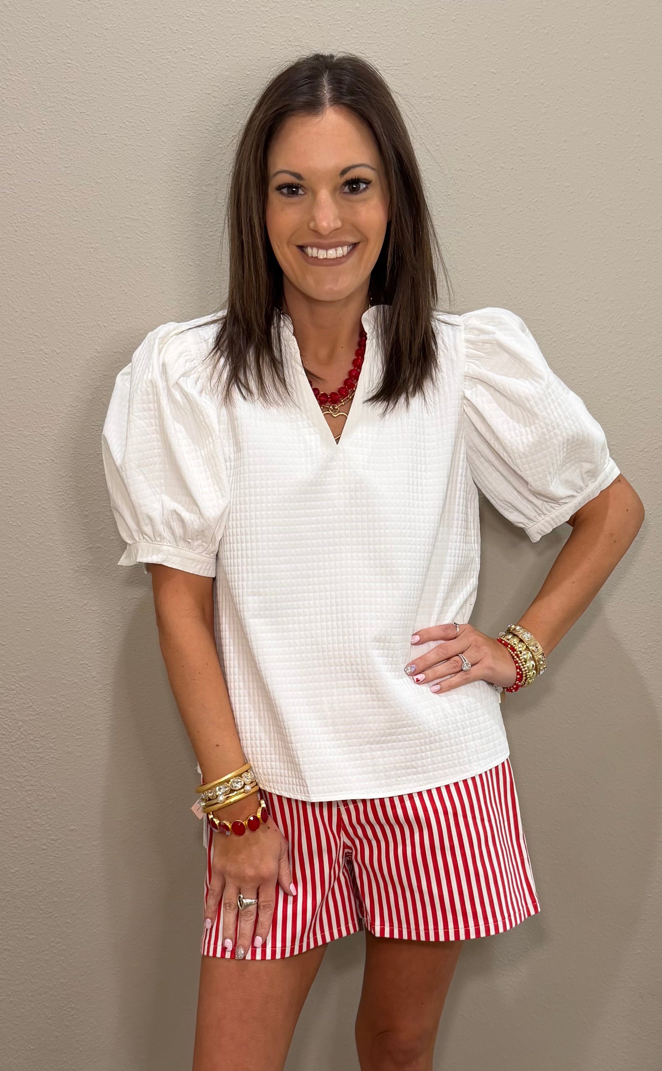 Red & White Striped Shorts