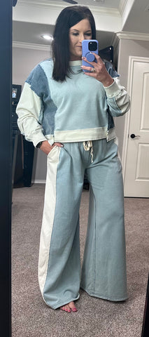 Blue Color Block Lounge Set