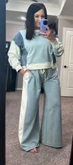 Blue Color Block Lounge Set