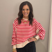 Red Stripe Oversized Sweatshirt