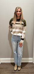 Olive Multi Stripe Lightweight Sweater