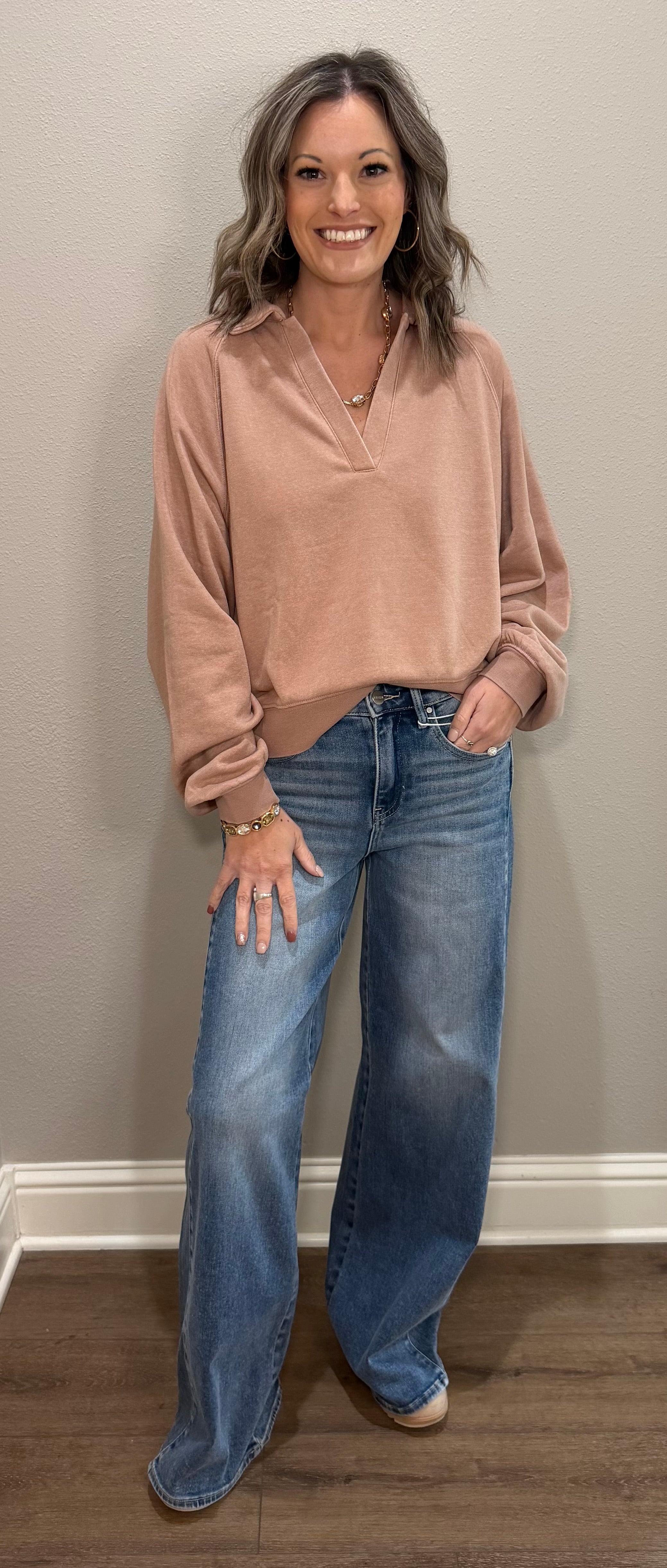 The SOFTEST Dark Taupe V-Neck Pullover!