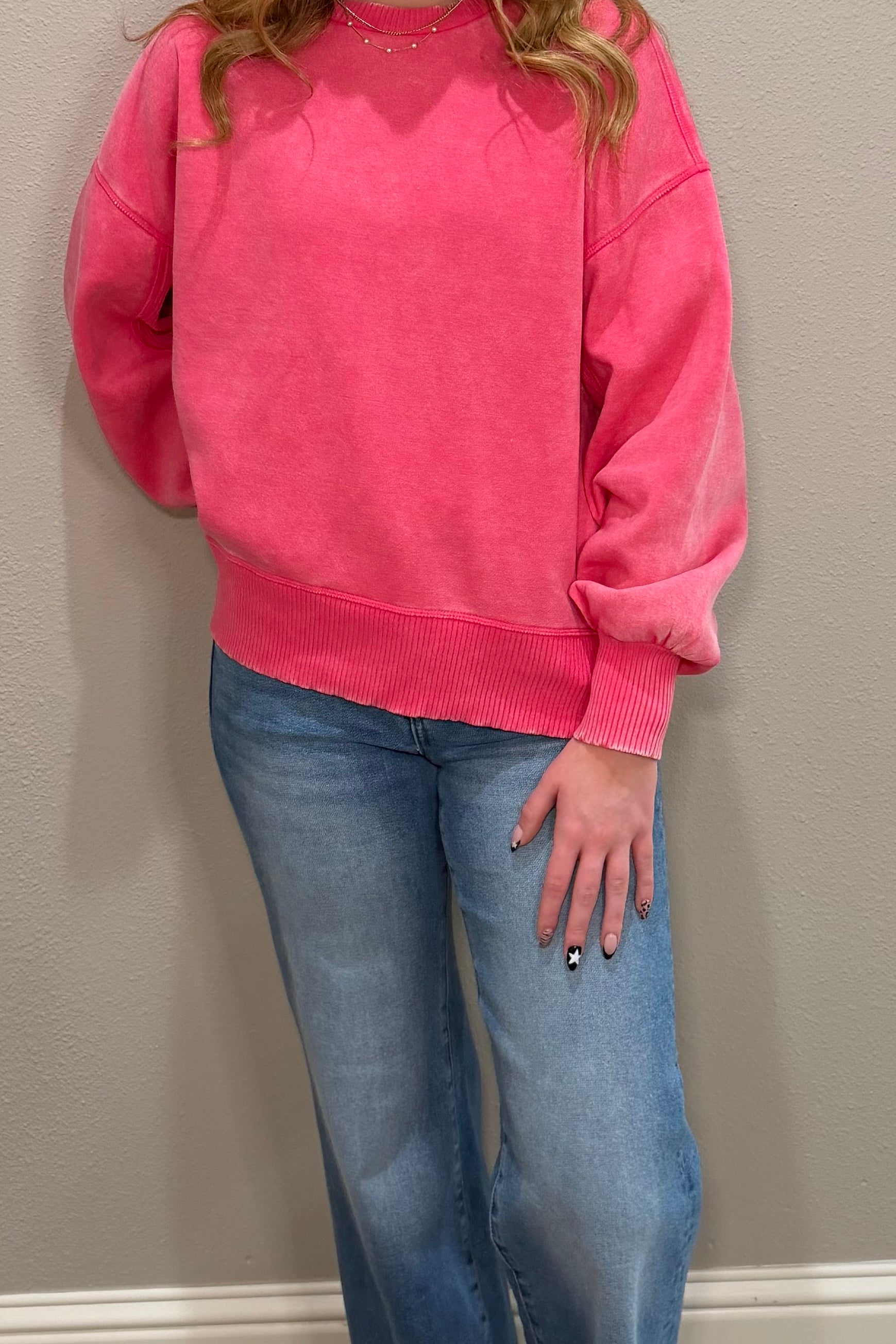 Acid Washed Fleece Oversized Sweatshirt - 10 COLORS