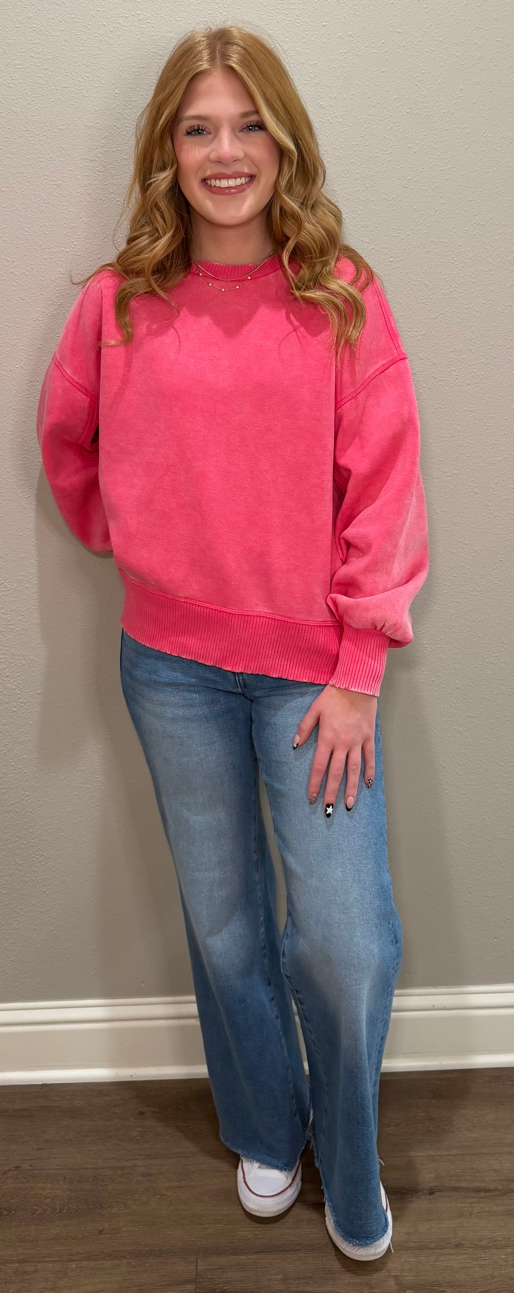 Acid Washed Fleece Oversized Sweatshirt - 10 COLORS