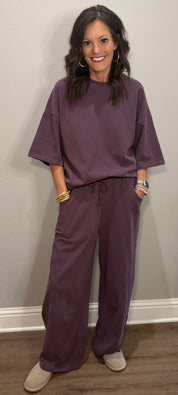 Cocoa Washed Barrel Pant w/ Short Sleeve Top SET