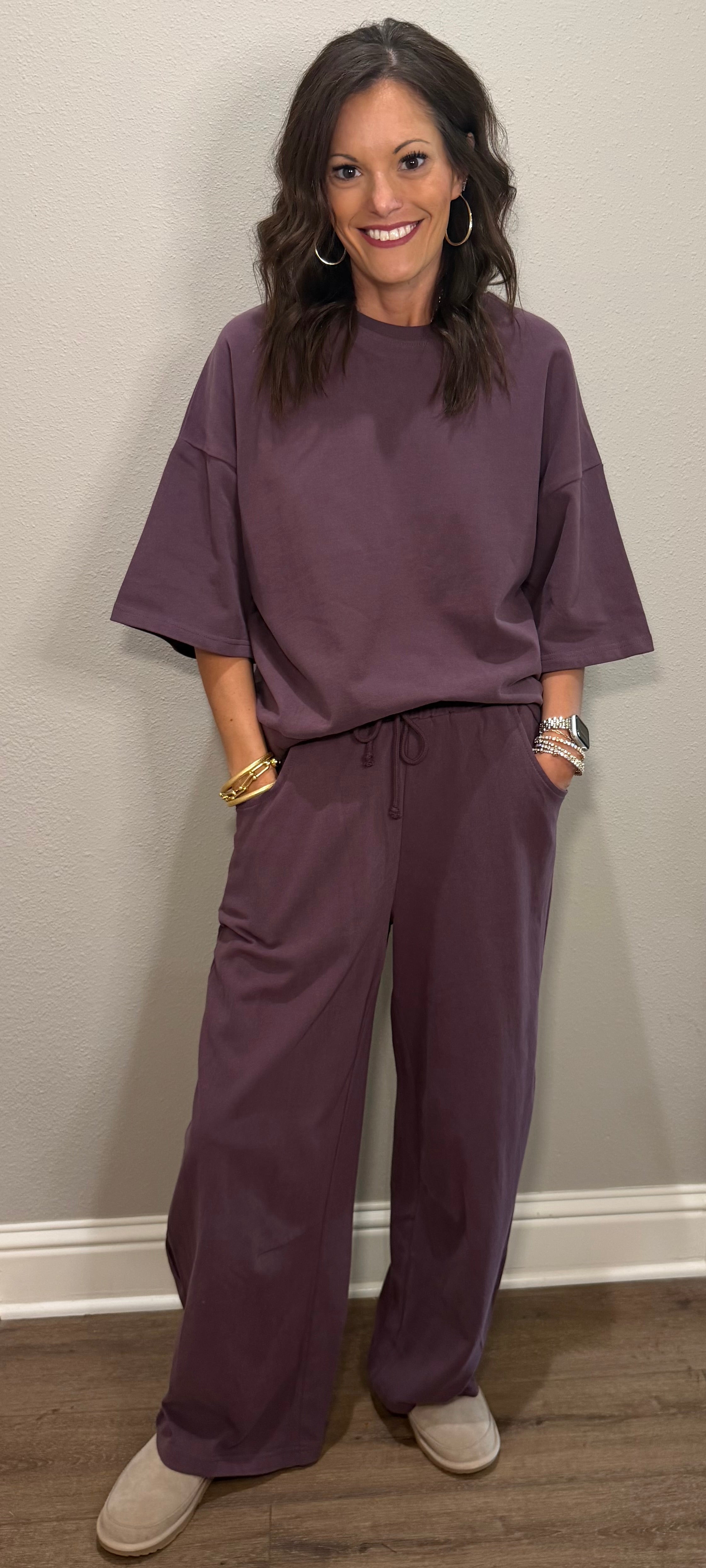 Cocoa Washed Barrel Pant w/ Short Sleeve Top SET