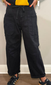 Risen Black High Rise Crop Wide Barrel