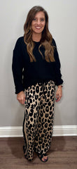 Leopard Printed Mock Neck Pants Set