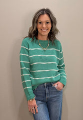 Light Jade Blanket Stitched Sweater