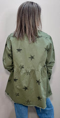 Olive Star Babydoll Front Snap Jacket