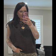Ash Mocha Sleeveless Knitted Sweater Vest