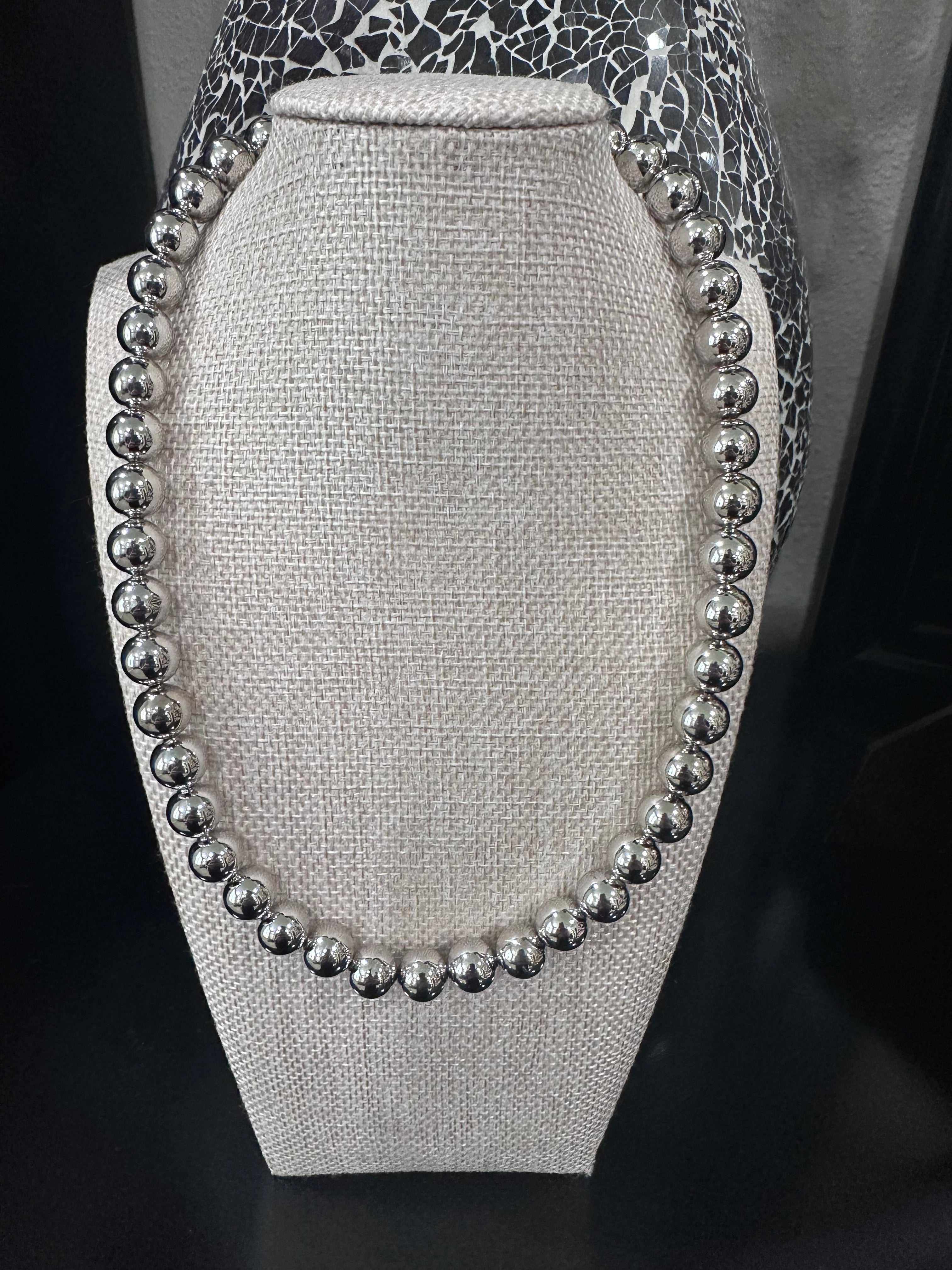 Round Beaded Necklace - 3 Sizes - Gold & Silver