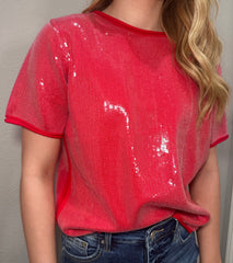 Sequin Short Sleeve Top - 2 COLORS