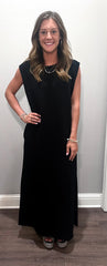 Black Solid Knit Maxi Dress