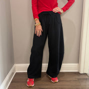 Fleece Baggy Barrel Leg Fit Mid Rise Sweatpants