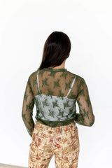 Olive Lace Mesh Top