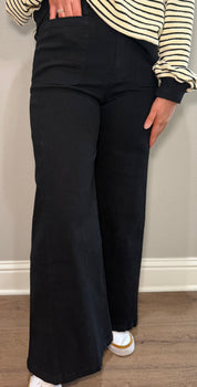 Black Knit Wide Leg Pants