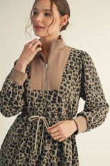Leopard Drawstring Waist Dress