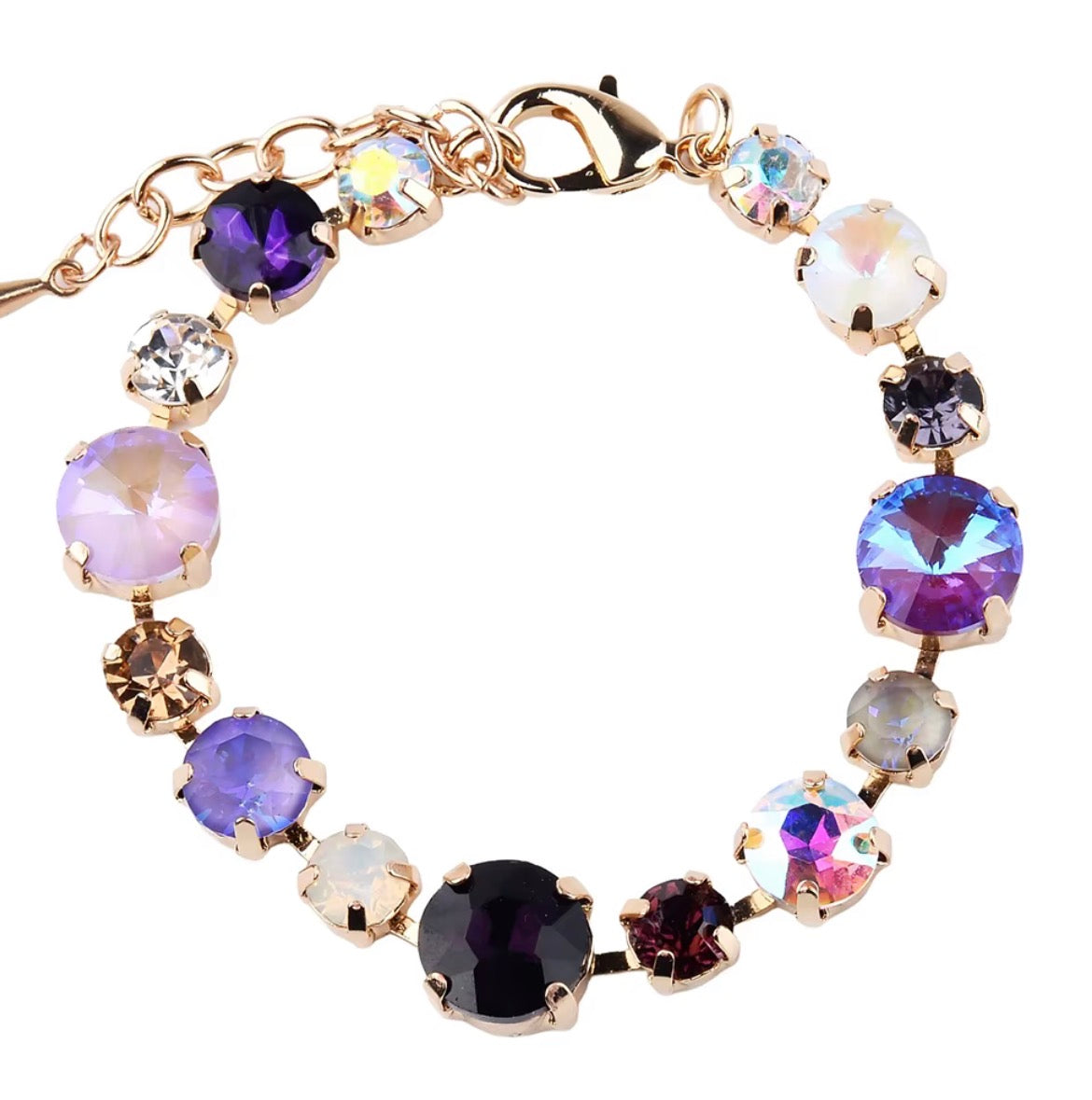 Purple Multi Colored Bracelet in Gold