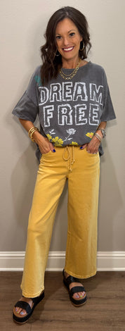 Charcoal Mineral-Wash Dream Free Graphic Top